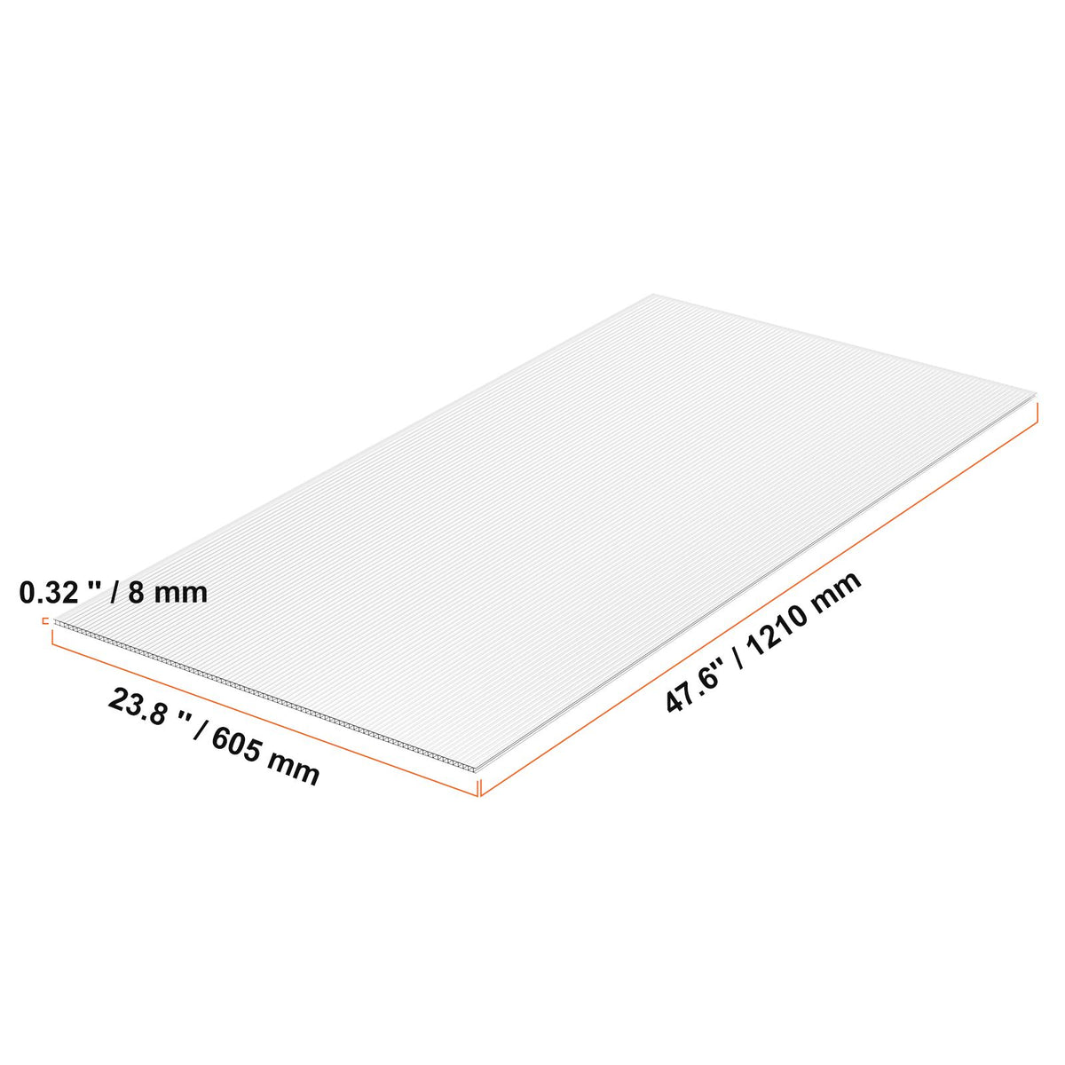 5 Pack Polycarbonate Greenhouse Panels 2' X 4' X 0.32'' Roof Sheets