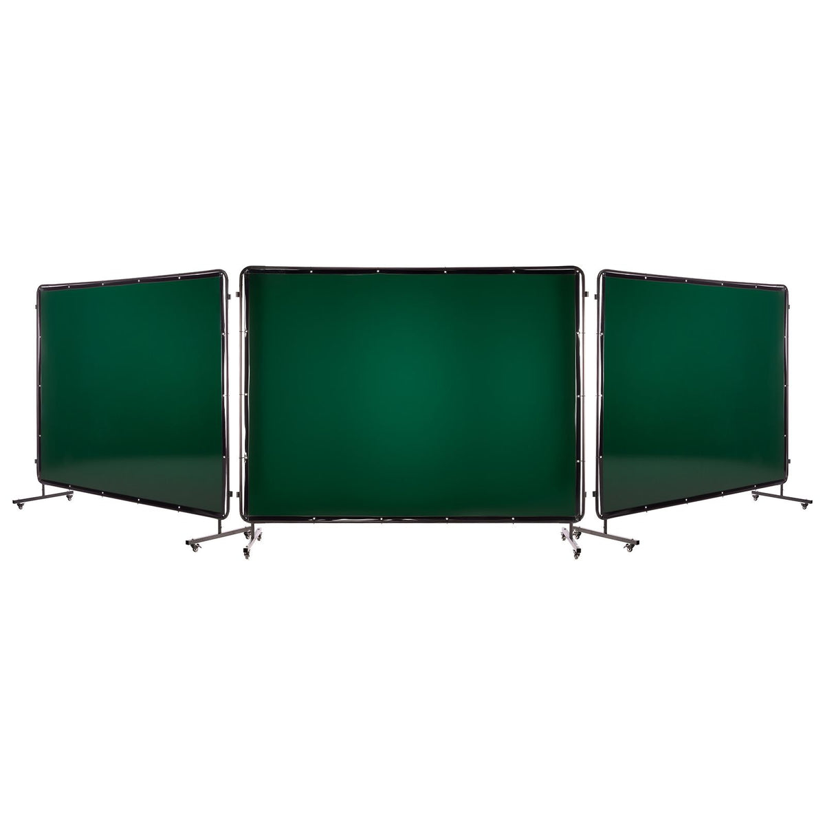 Welding Screen with Frame, 3-Panel 1.74 x 2.34m Welding Curtain Screen, Flame-Resistant Vinyl Protection Screens with 12 Wheels & 6-Level UV Protection for Workshop/Industrial Use, Dark Green