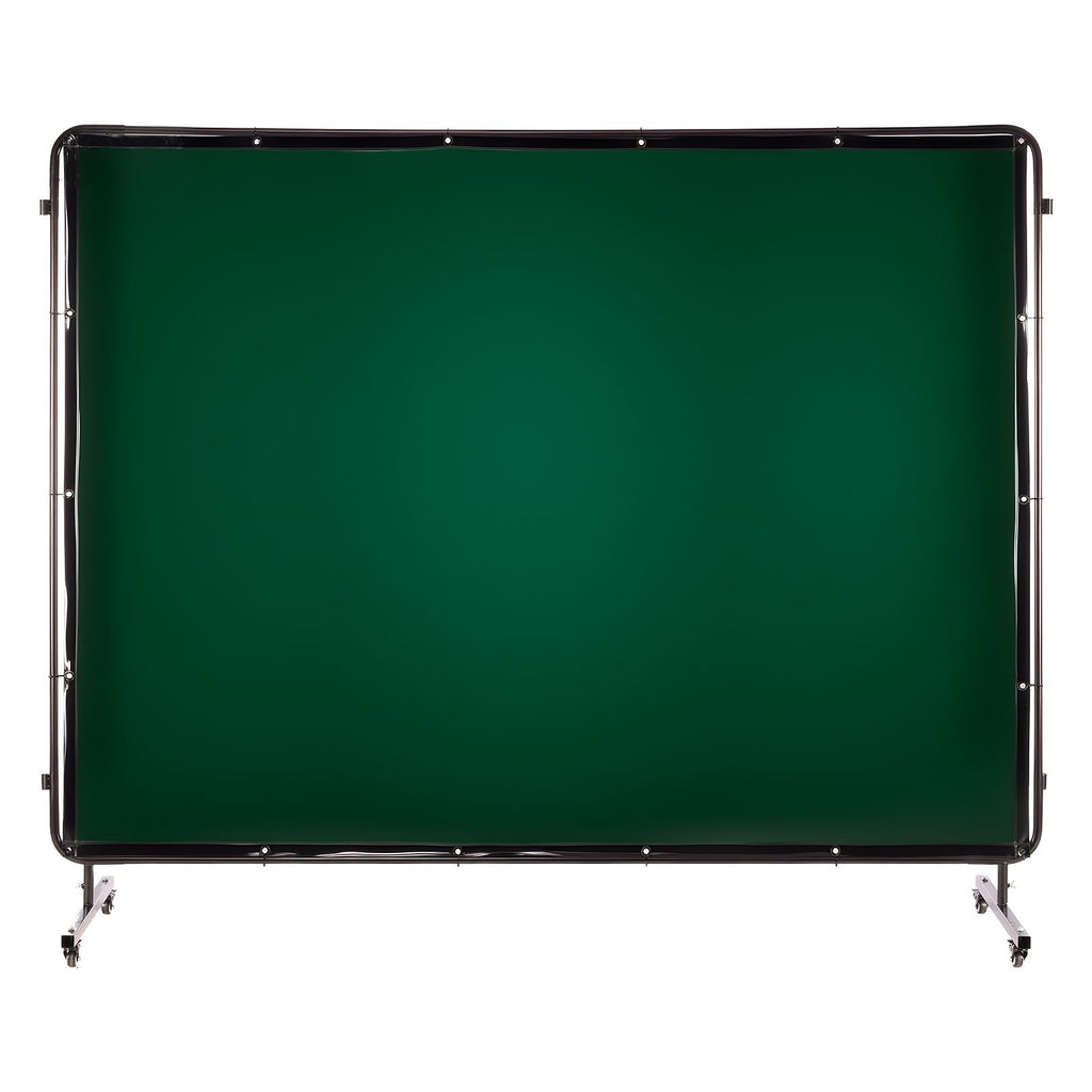 Welding Screen with Frame, 3-Panel 1.74 x 2.34m Welding Curtain Screen, Flame-Resistant Vinyl Protection Screens with 12 Wheels & 6-Level UV Protection for Workshop/Industrial Use, Dark Green