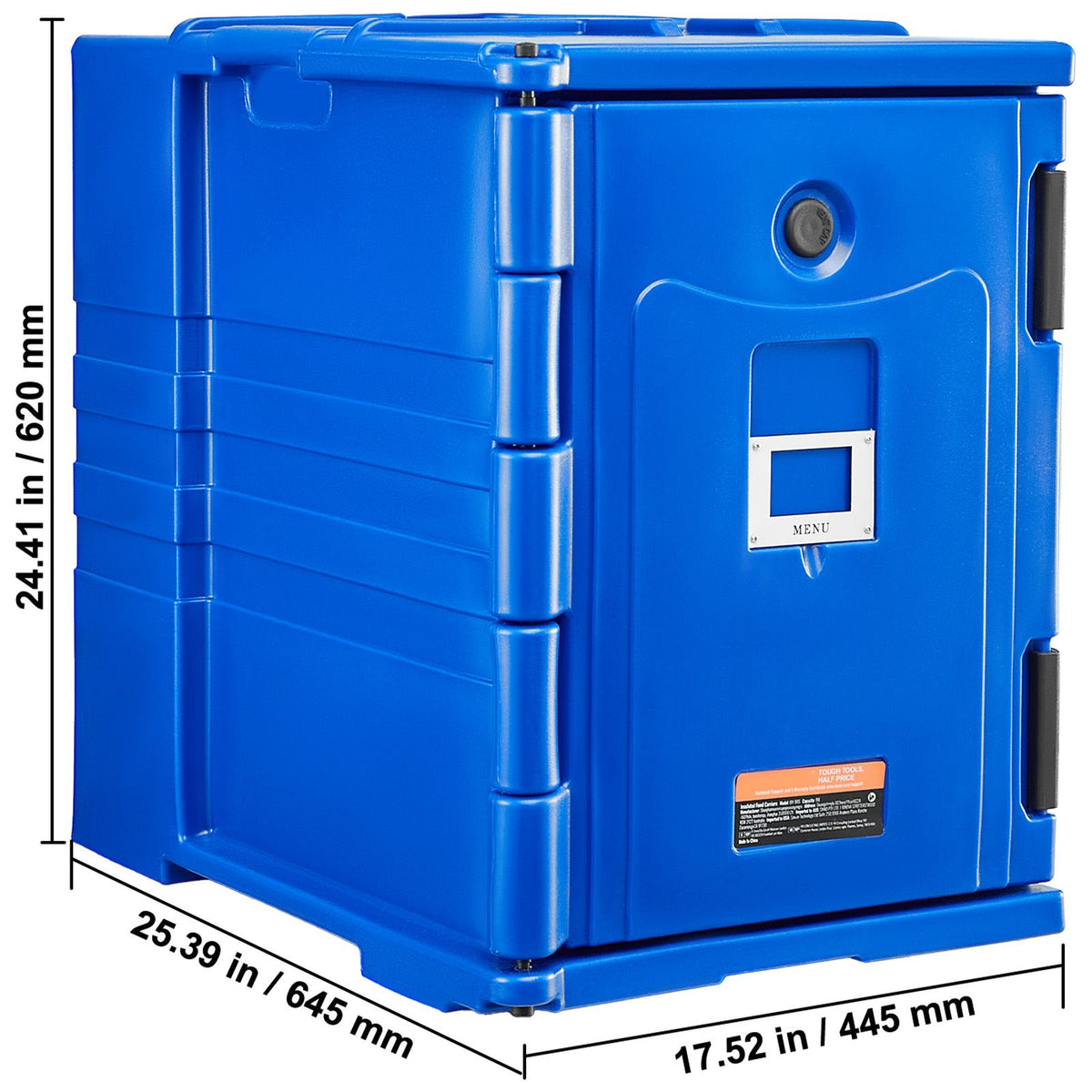 Insulated Food Pan Carrier, 90L Hot Box for Catering, Food Box Carrier with Double Buckles, Front Loading Food Warmer with Handles, Stackable End Loader for Restaurant, Canteen