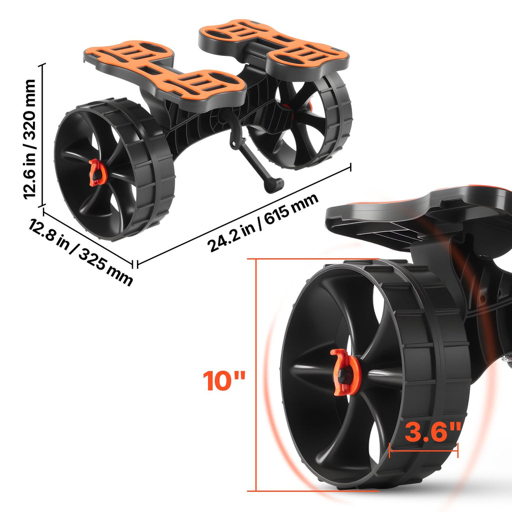 Kayak Cart, 136.1 kg Load Capacity, Foldable Kayak Trolley with 25.4 cm Solid Rubber Tires & 1 Ratchet Strap, Paddle Board Trolley for Carrying Kayaks, Canoes, Paddleboards, Float Mats,Jon Boats