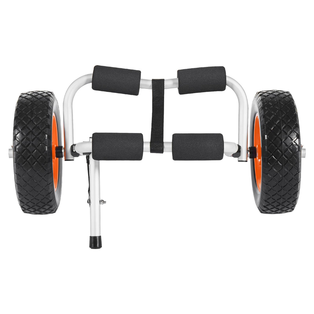 Kayak Cart, 90 kg Load Capacity, Foldable Kayak Trolley with 25.4 cm Solid Rubber Tires & 1 Ratchet Strap, Paddle Board Trolley for Carrying Kayaks, Canoes, Paddleboards, Float Mats, Jon Boats
