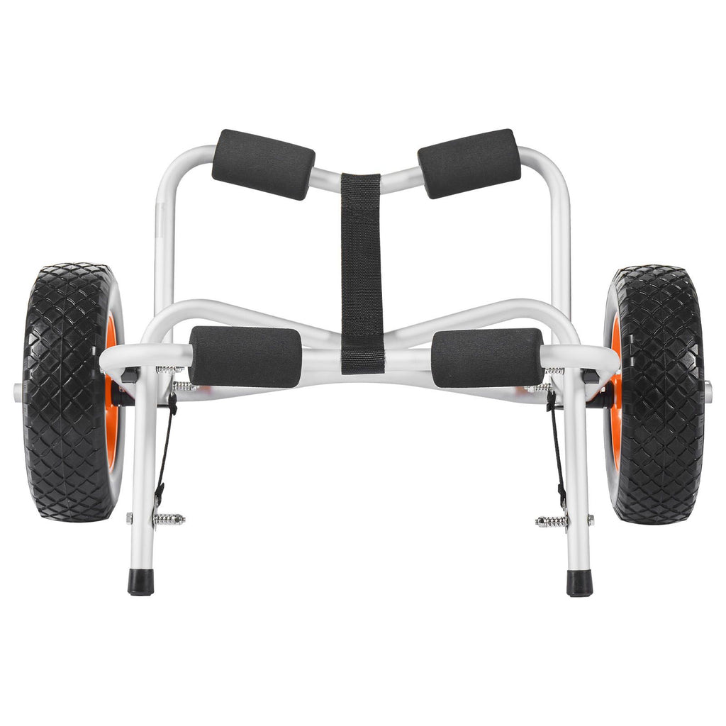 Kayak Cart, 113.4 kg Load Capacity, Foldable Kayak Trolley with 25.4 cm Solid Rubber Tires & 1 Ratchet Strap, Paddle Board Trolley for Carrying Kayaks, Canoes, Paddleboards, Float Mats,Jon Boats