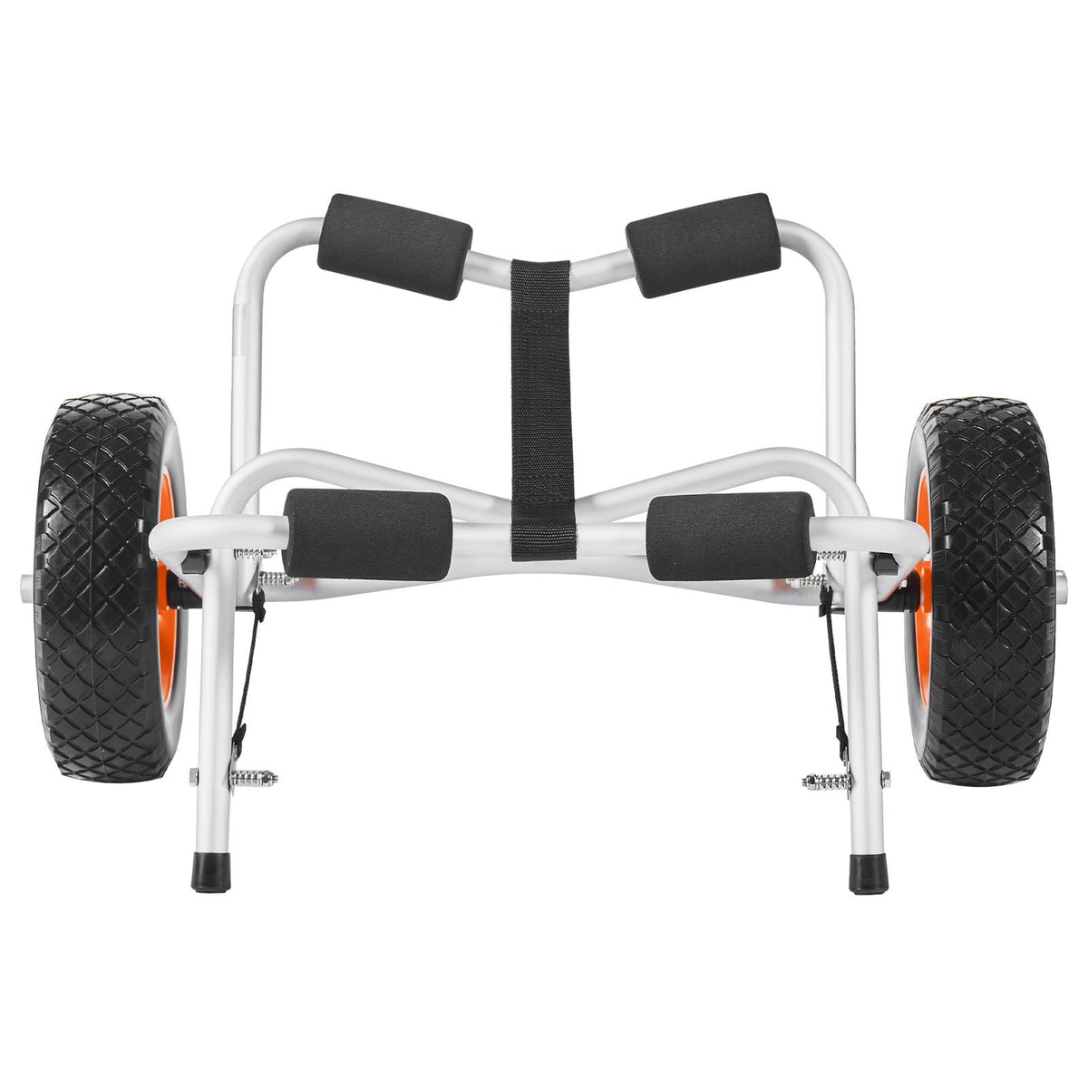 Kayak Cart, 113.4 kg Load Capacity, Foldable Kayak Trolley with 25.4 cm Solid Rubber Tires & 1 Ratchet Strap, Paddle Board Trolley for Carrying Kayaks, Canoes, Paddleboards, Float Mats,Jon Boats