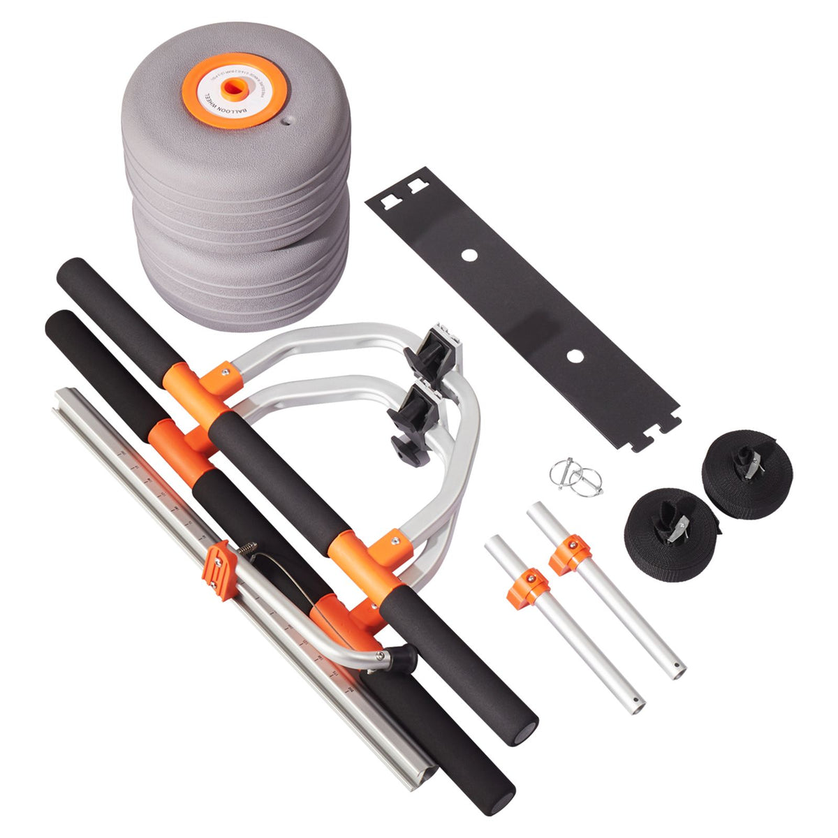 Kayak Cart, 158.8 kg Load Capacity, Kayak Trolley with 30.5 cm Inflatable PU Tires & 2 Straps, Assembles & Disassembles Within Seconds, Paddle Board Trolley for Carrying Kayaks and Canoes