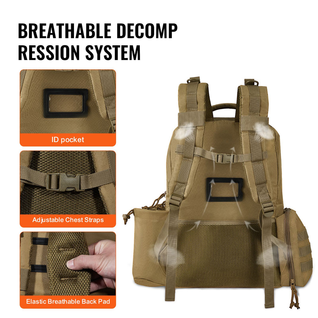Tactical Range Backpack for 6 Pistols, Gun Backpack with 6 Independent Pistol Bags & 10 Magazines, Pistol Backpack for Outdoor Hunting Shooting, Range Bag for Handguns Lockable Zipper, Brown