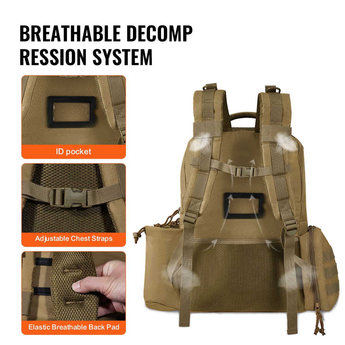 Tactical Range Backpack for 6 Pistols, Gun Backpack with 6 Independent Pistol Bags & 10 Magazines, Pistol Backpack for Outdoor Hunting Shooting, Range Bag for Handguns Lockable Zipper, Brown