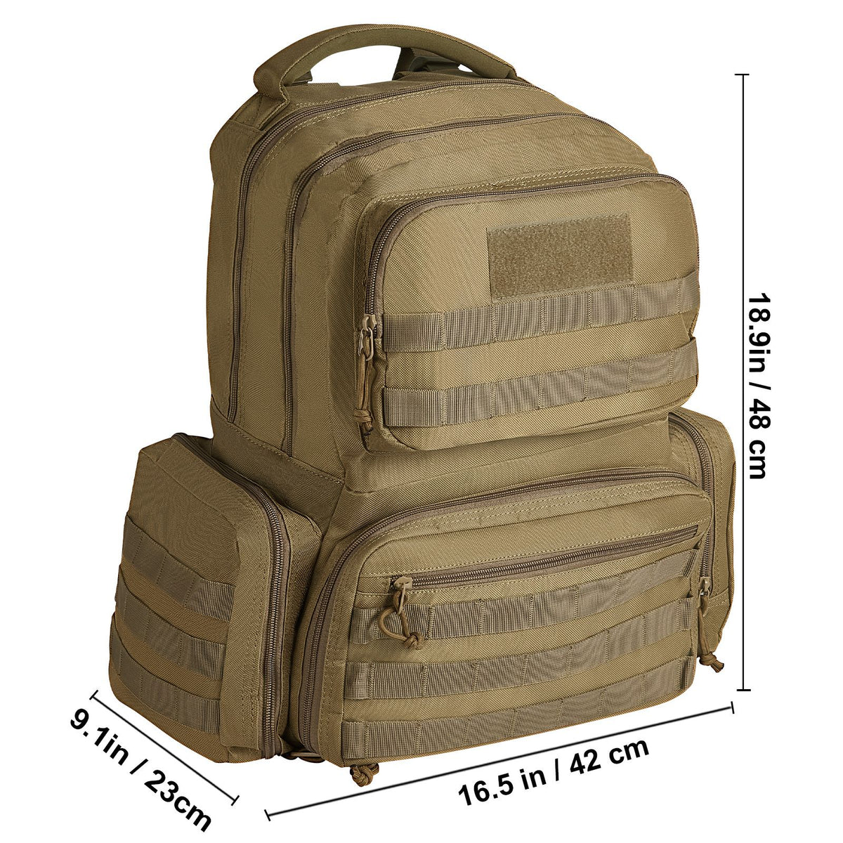 Tactical Range Backpack for 6 Pistols, Gun Backpack with 6 Independent Pistol Bags & 10 Magazines, Pistol Backpack for Outdoor Hunting Shooting, Range Bag for Handguns Lockable Zipper, Brown