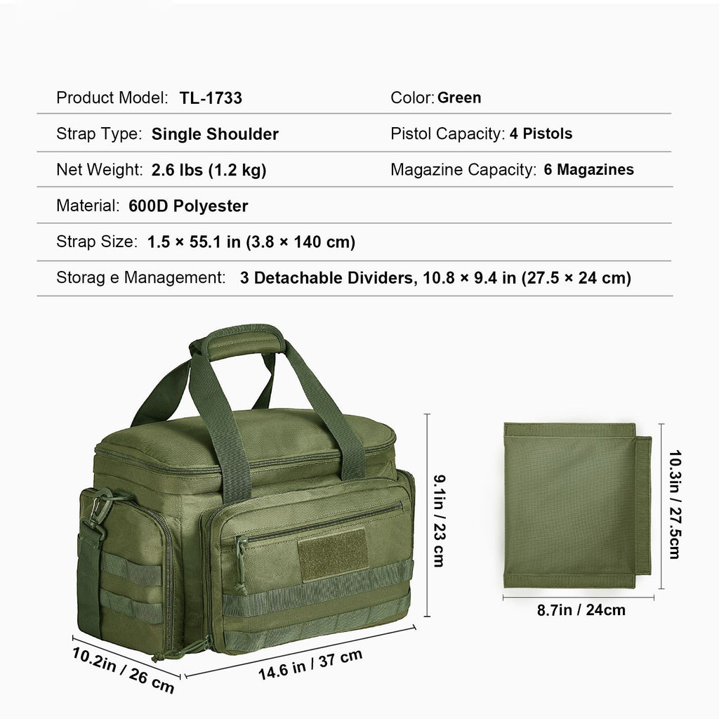 Soft Pistol Case for 4 Pistols Handgun Bag Outdoor Hunting Shooting Green