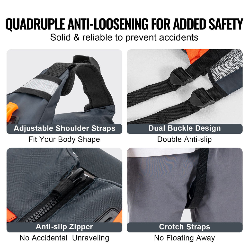 Life Vest for Watersports (PFD), Life Jacket with Waterproof Nylon & 96N Buoyancy, Life Vest/Jacket for Any Water Activity-Fishing, Kayaking, Surfing and More, Men and Women L