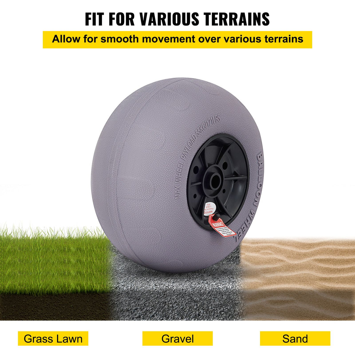 Balloon Beach Wheels Replacement Beach Tires 13" TPU 121 LBS Load Capacity