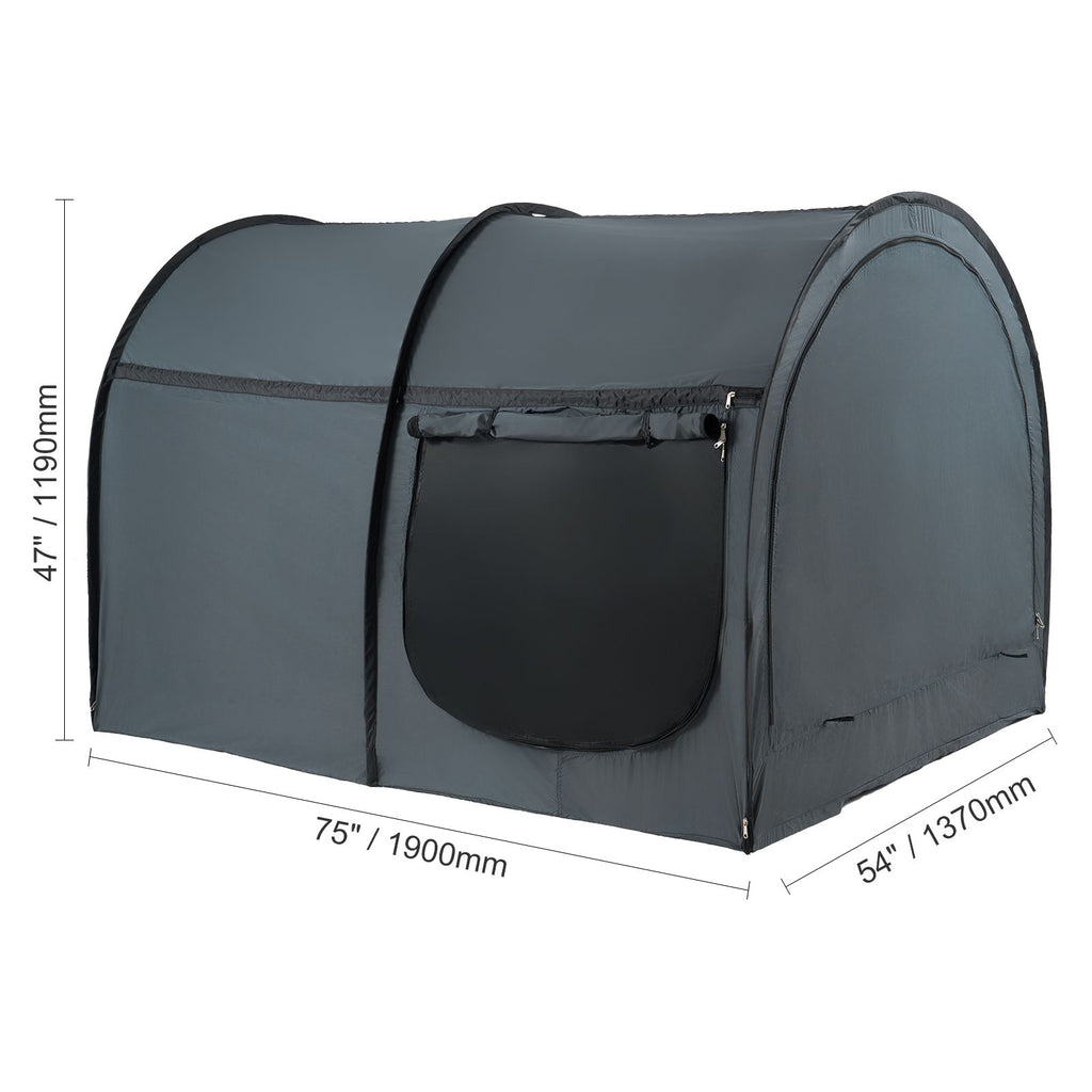 Bed Tent, Pongee Fabric, 4 Doors Breathable Dream Tent with 7 mm Fiber Poles on Bed Privacy, Full Size Block out Light Sleeping Bed Canopy, Fit for Kids Playhouse and Adults Sleeping Tent