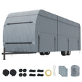 Travel Trailer Cover, 9.1-9.8m RV Cover, 4-Layer Non-Woven Fabric Camper Cover, Waterproof, Windproof And Wear-Resistant Class A RV Cover, Rip-Stop Camper Cover with Storage Bag and Patches