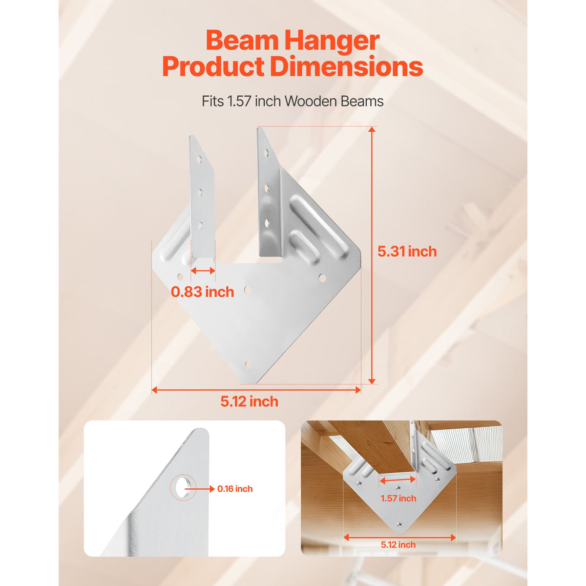 Hurricane Ties for Rafter, Inner Size 5.31x1.57x2.48 in / 135x40x63 mm, Heavy Duty Hurricane Straps, Heavy Duty Rafter Ties Brackets Joist Hangers for Roof Beam Wooden Construction, 25 Pcs