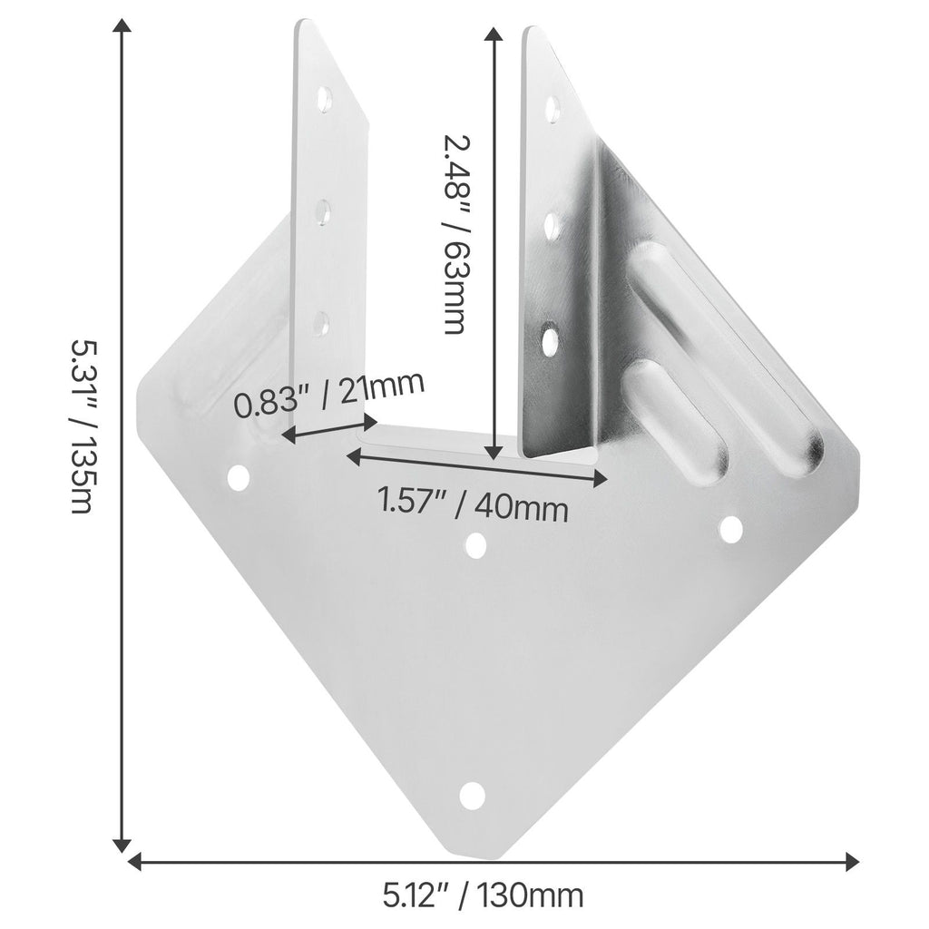 Hurricane Ties for Rafter, Inner Size 5.31x1.57x2.48 in / 135x40x63 mm, Heavy Duty Hurricane Straps, Heavy Duty Rafter Ties Brackets Joist Hangers for Roof Beam Wooden Construction, 25 Pcs