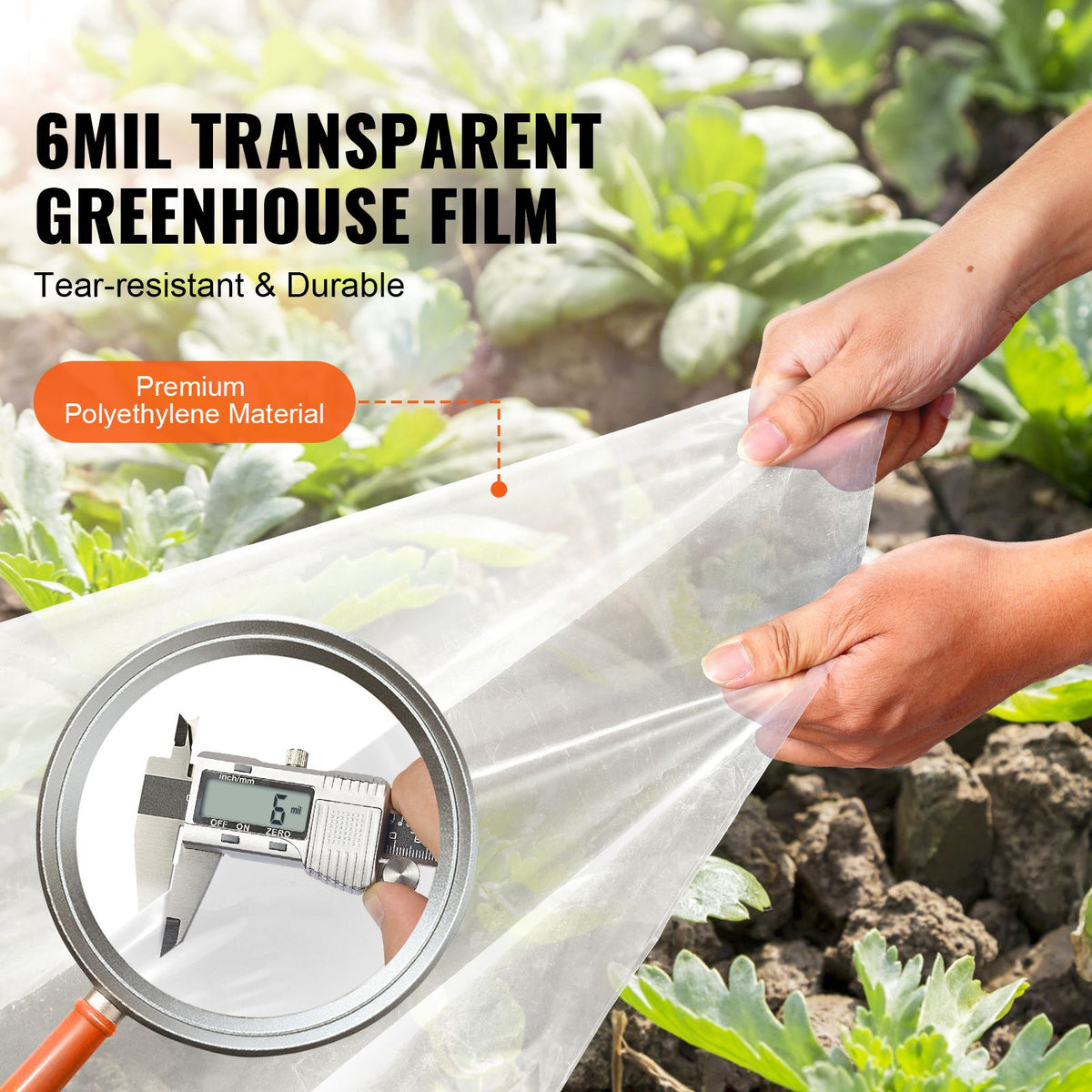 Greenhouse Plastic Sheeting 10 x 40 ft 6Mil Clear Polyethylene Film