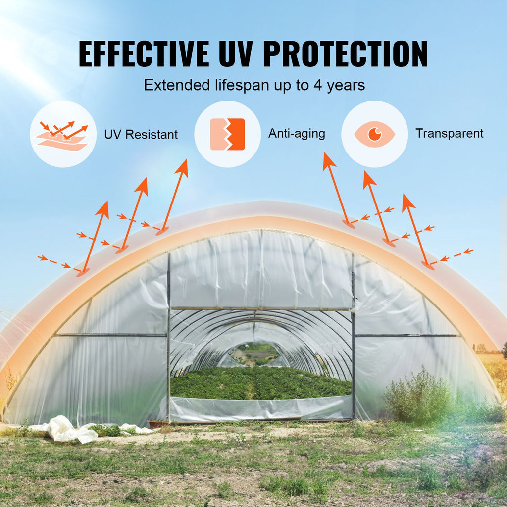 Greenhouse Plastic Sheeting 10 x 40 ft 6Mil Clear Polyethylene Film