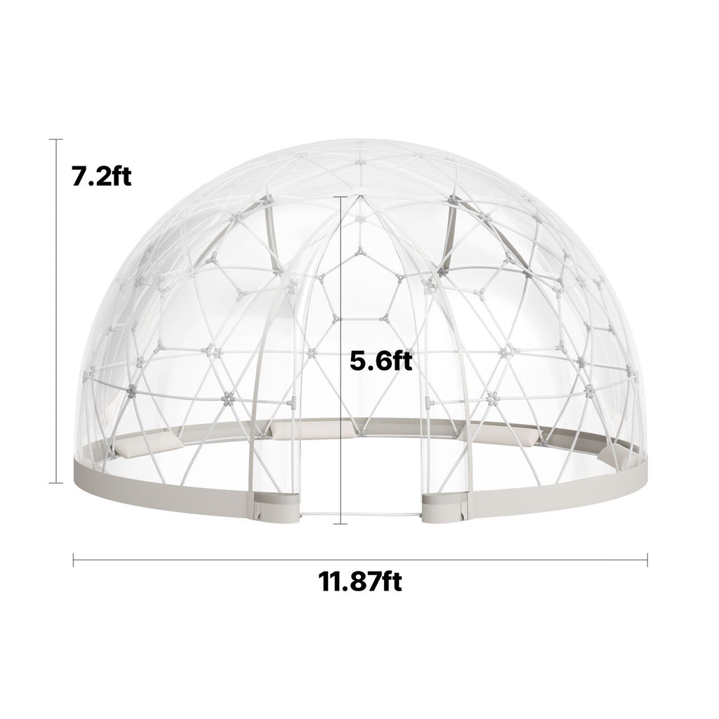 Garden Dome Tent, 3.6 x 2.2 m Outdoor Clear Bubble Tent for 4-7 Person, Weatherproof Geodesic Dome Greenhouse with Window, PVC Igloo Tents for Backyard Patios Camping Party Wedding