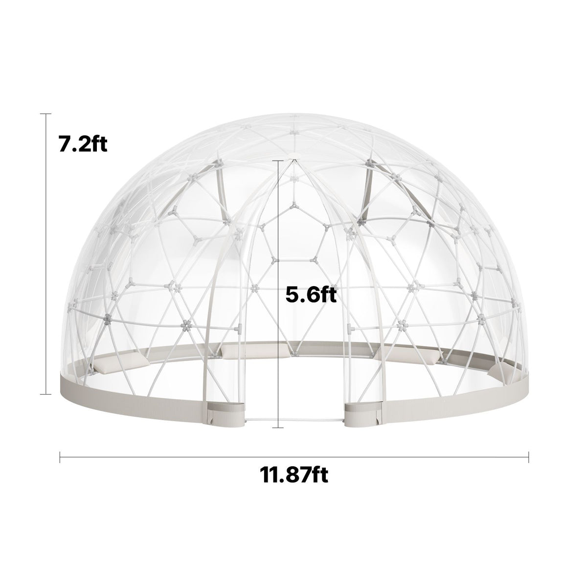 Garden Dome Tent, 3.6 x 2.2 m Outdoor Clear Bubble Tent for 4-7 Person, Weatherproof Geodesic Dome Greenhouse with Window, PVC Igloo Tents for Backyard Patios Camping Party Wedding