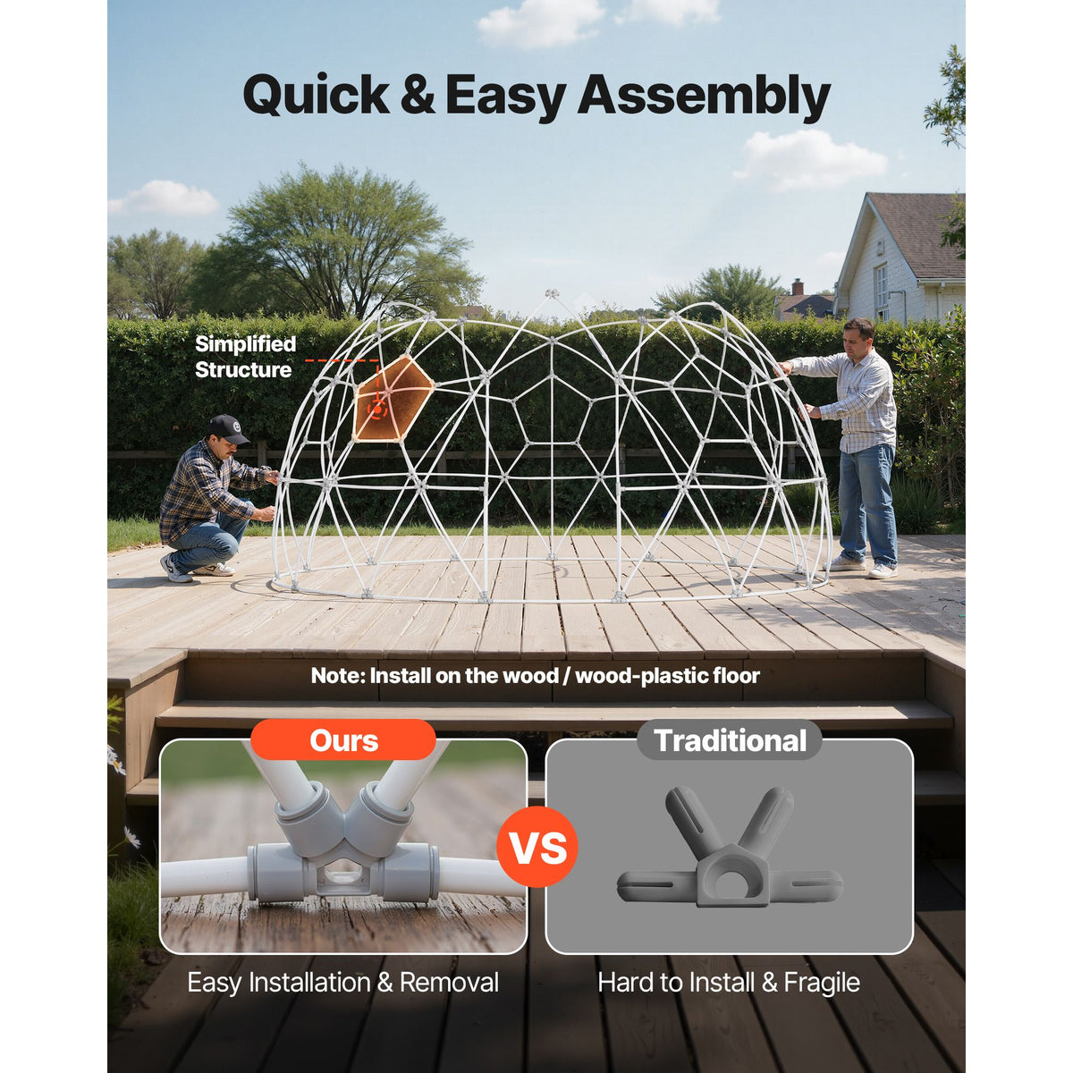 Garden Dome Tent, 2.9 x 1.75 m Outdoor Clear Bubble Tent for 2-4 Person, Weatherproof Geodesic Dome Greenhouse with Window, PVC Igloo Tents for Backyard Patios Camping Party Wedding