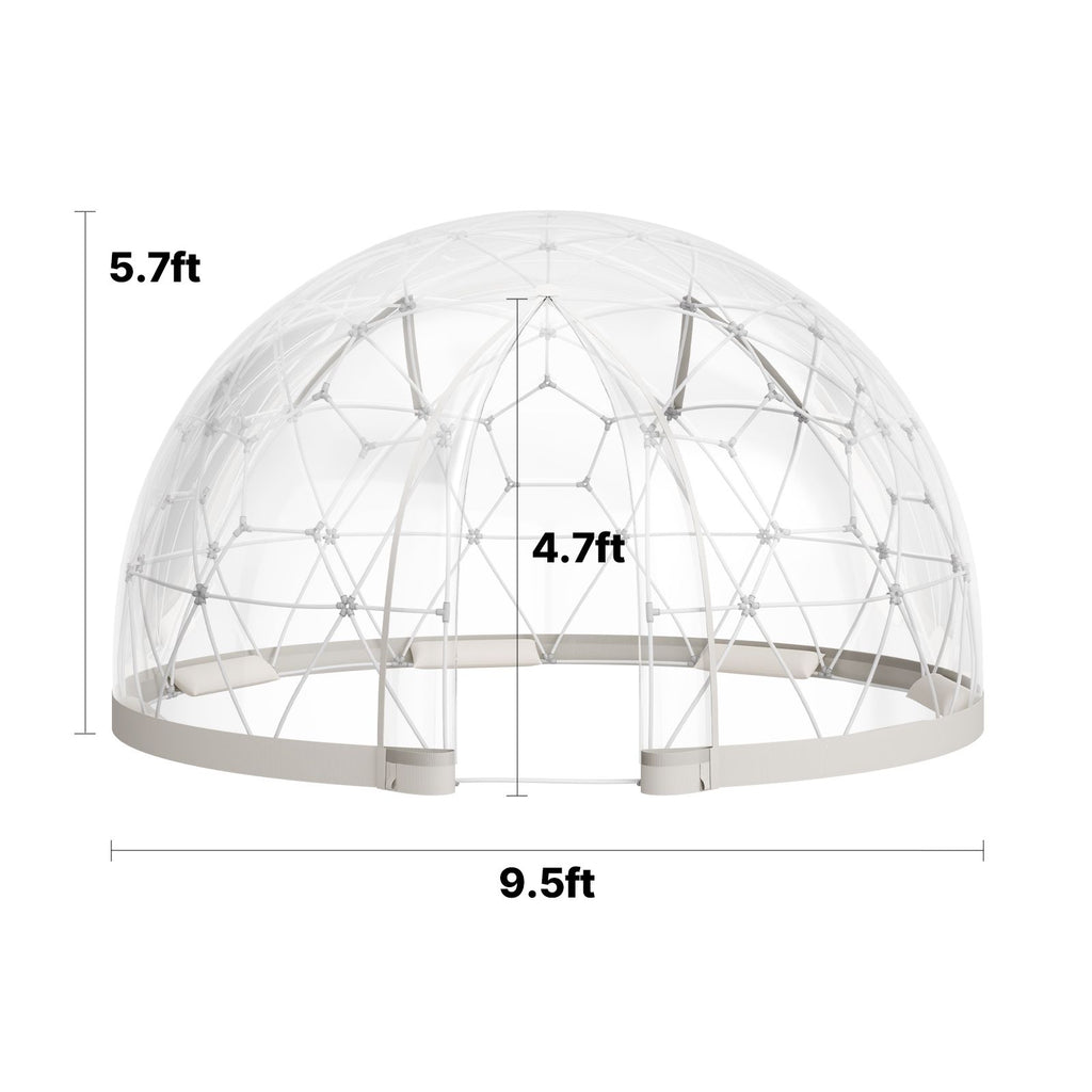 Garden Dome Tent, 2.9 x 1.75 m Outdoor Clear Bubble Tent for 2-4 Person, Weatherproof Geodesic Dome Greenhouse with Window, PVC Igloo Tents for Backyard Patios Camping Party Wedding