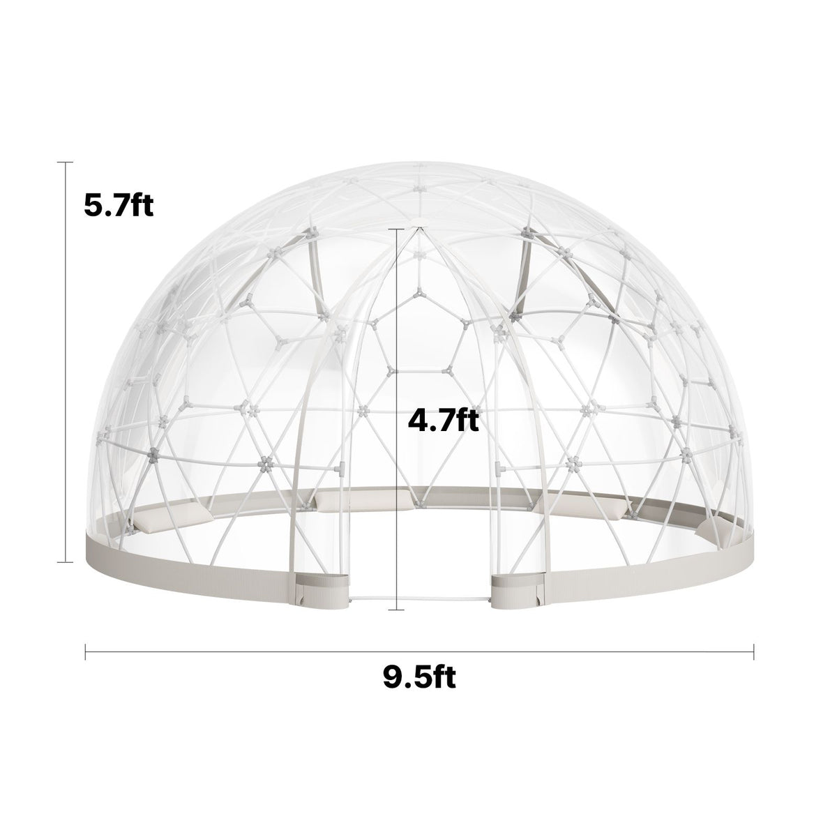 Garden Dome Tent, 2.9 x 1.75 m Outdoor Clear Bubble Tent for 2-4 Person, Weatherproof Geodesic Dome Greenhouse with Window, PVC Igloo Tents for Backyard Patios Camping Party Wedding