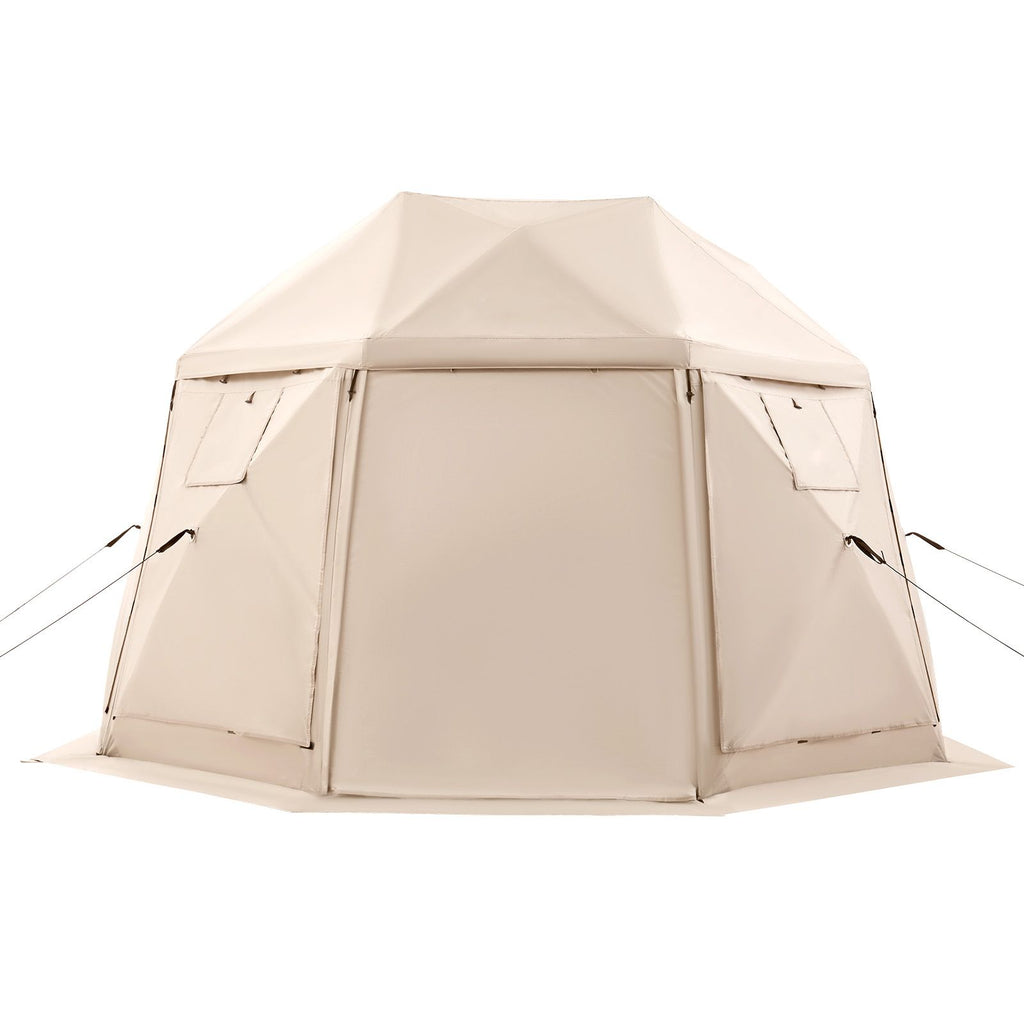 Pop up Gazebo Screen Tent, 3.6x3.6 m, 13-Sided Spherical Camping Canopy Tent with Removable Top & Carry Bag, Quick-Set & Bite-Proof, Screen House Sun Shelter for 8-10 Persons, Beige