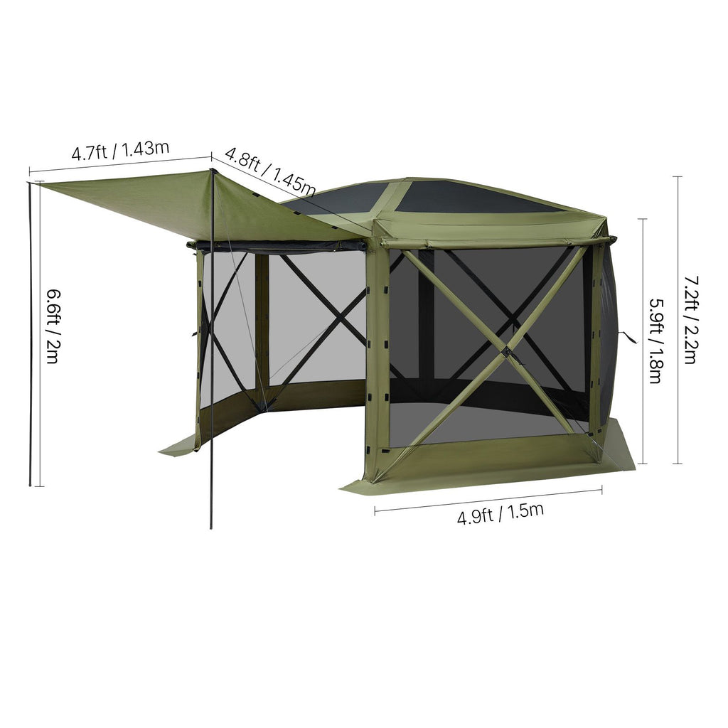 Pop up Gazebo Screen Tent, 3x3 m Large 6-Sided Camping Canopy Tent with Removable Top & Carry Bag, Quick-Set & Bite-Proof, Screen House Sun Shelter for 6-8 Persons Backyard Patio, Green