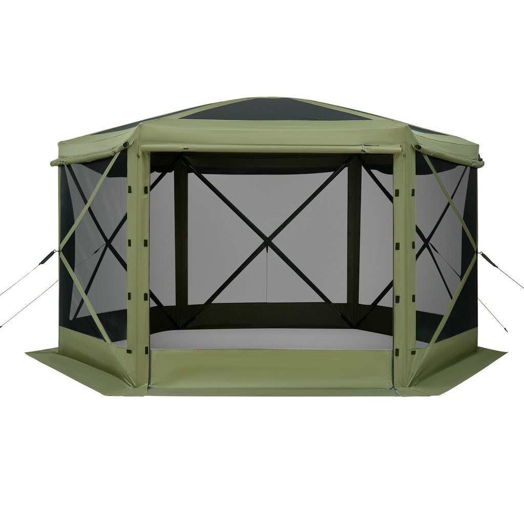 Pop up Gazebo Screen Tent, 3x3 m Large 6-Sided Camping Canopy Tent with Removable Top & Carry Bag, Quick-Set & Bite-Proof, Screen House Sun Shelter for 6-8 Persons Backyard Patio, Green