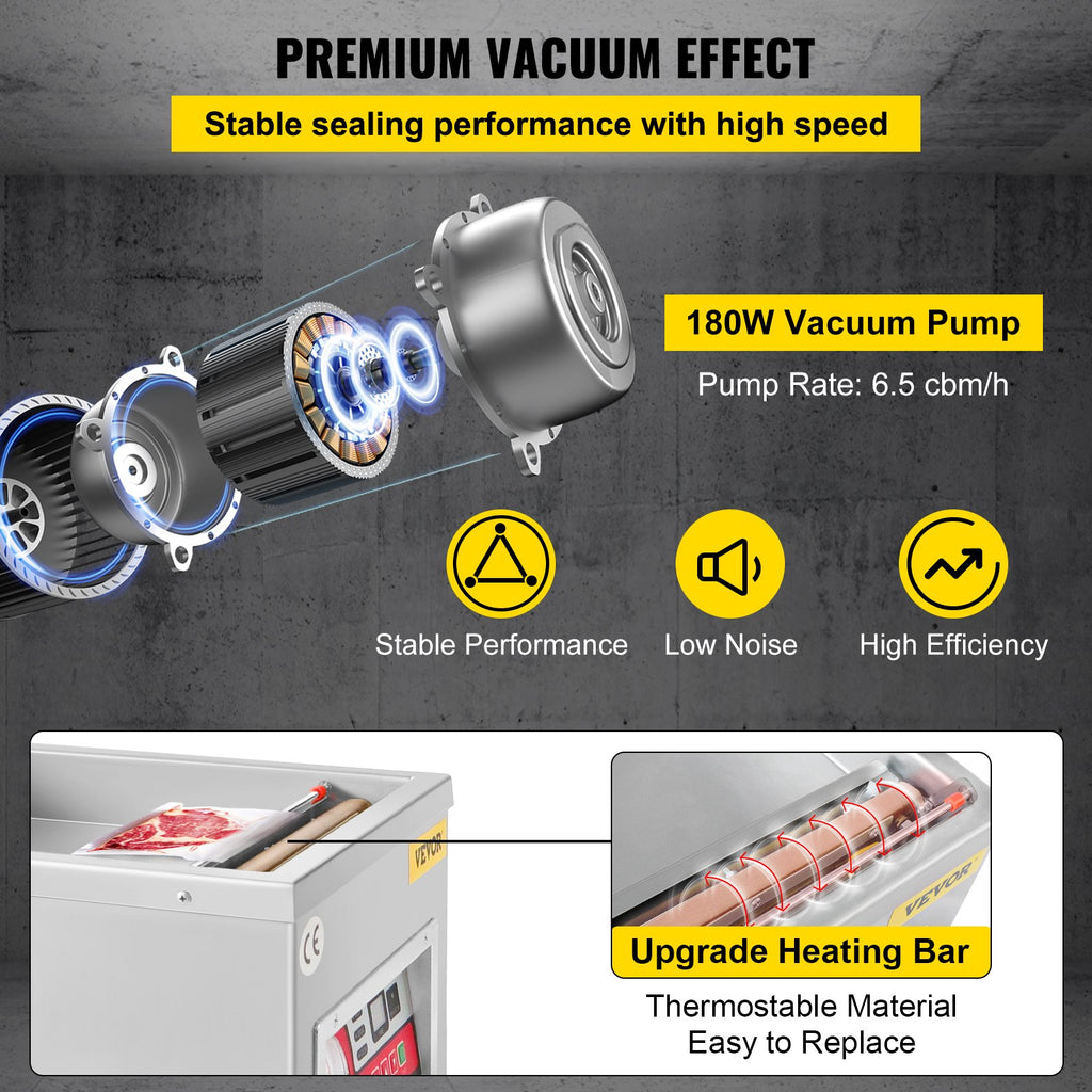 Chamber Vacuum Sealer Vacuum Packaging Machine 6.5 cbm/h Pump Rate 220V