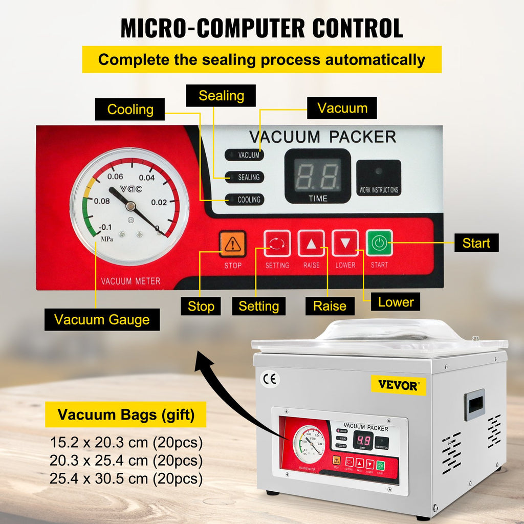 Chamber Vacuum Sealer Vacuum Packaging Machine 6.5 cbm/h Pump Rate 220V