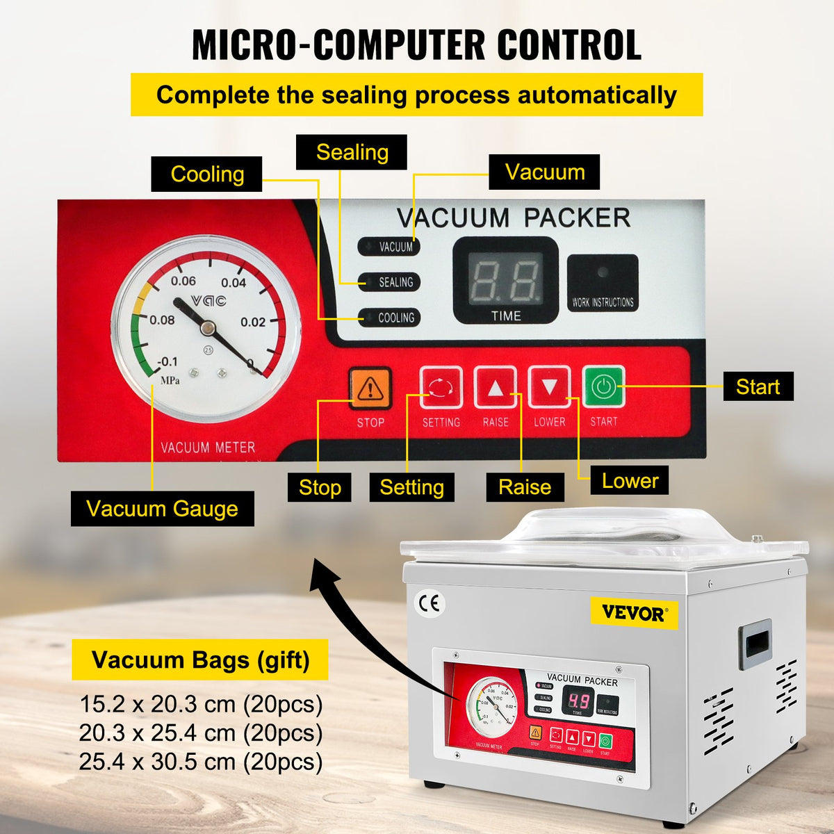 Chamber Vacuum Sealer Vacuum Packaging Machine 6.5 cbm/h Pump Rate 220V