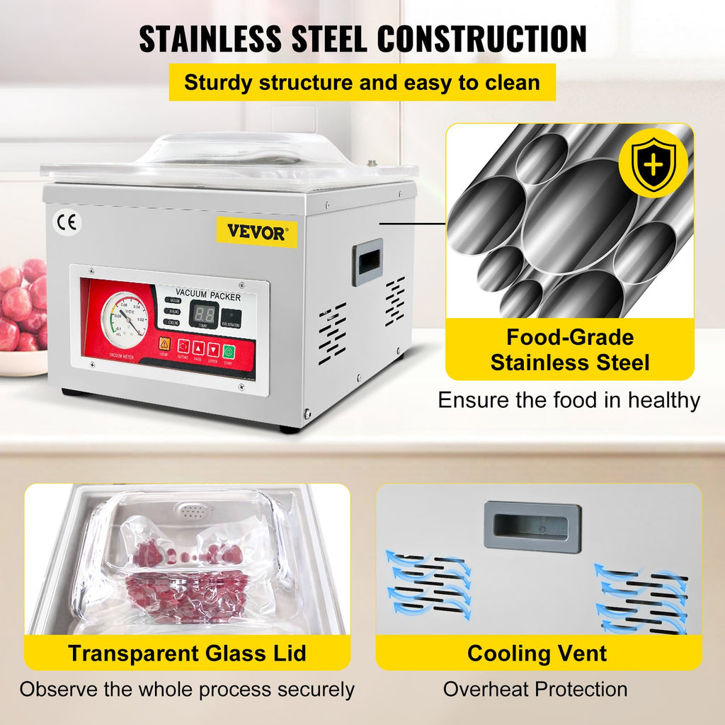 Chamber Vacuum Sealer Vacuum Packaging Machine 6.5 cbm/h Pump Rate 220V