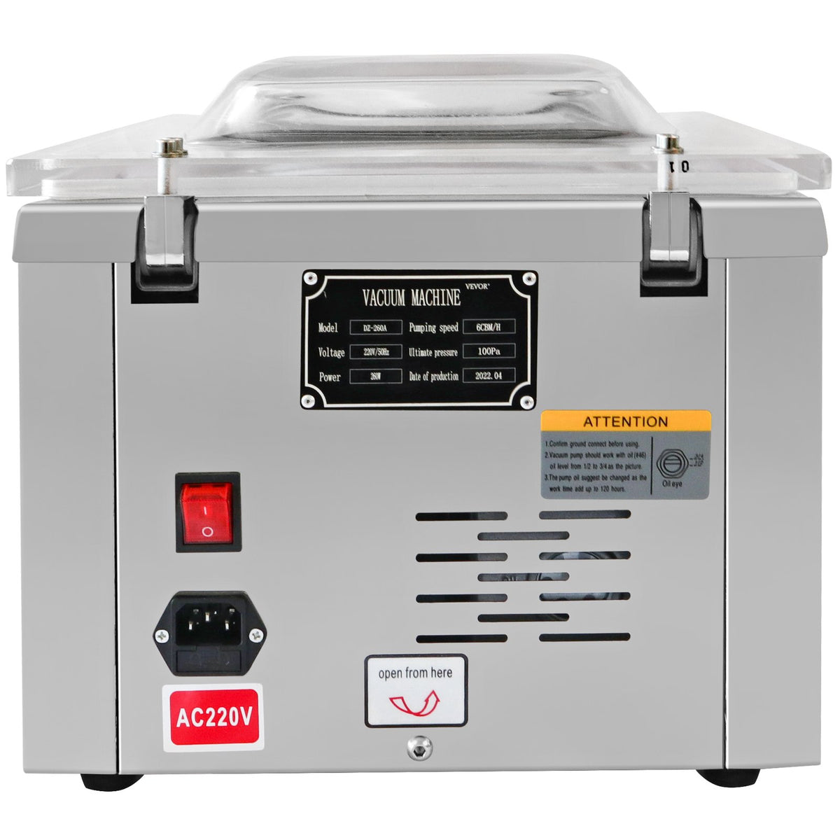 Chamber Vacuum Sealer Vacuum Packaging Machine 6.5 cbm/h Pump Rate 220V