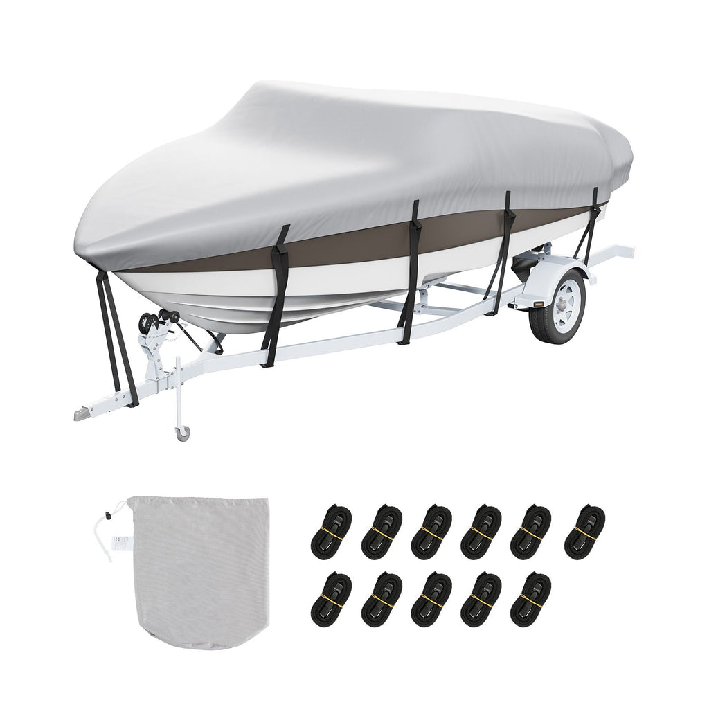 Boat Cover 600D Waterproof 16-18.5 ft Boat Cover V-Hull Tri-Hull Runabout