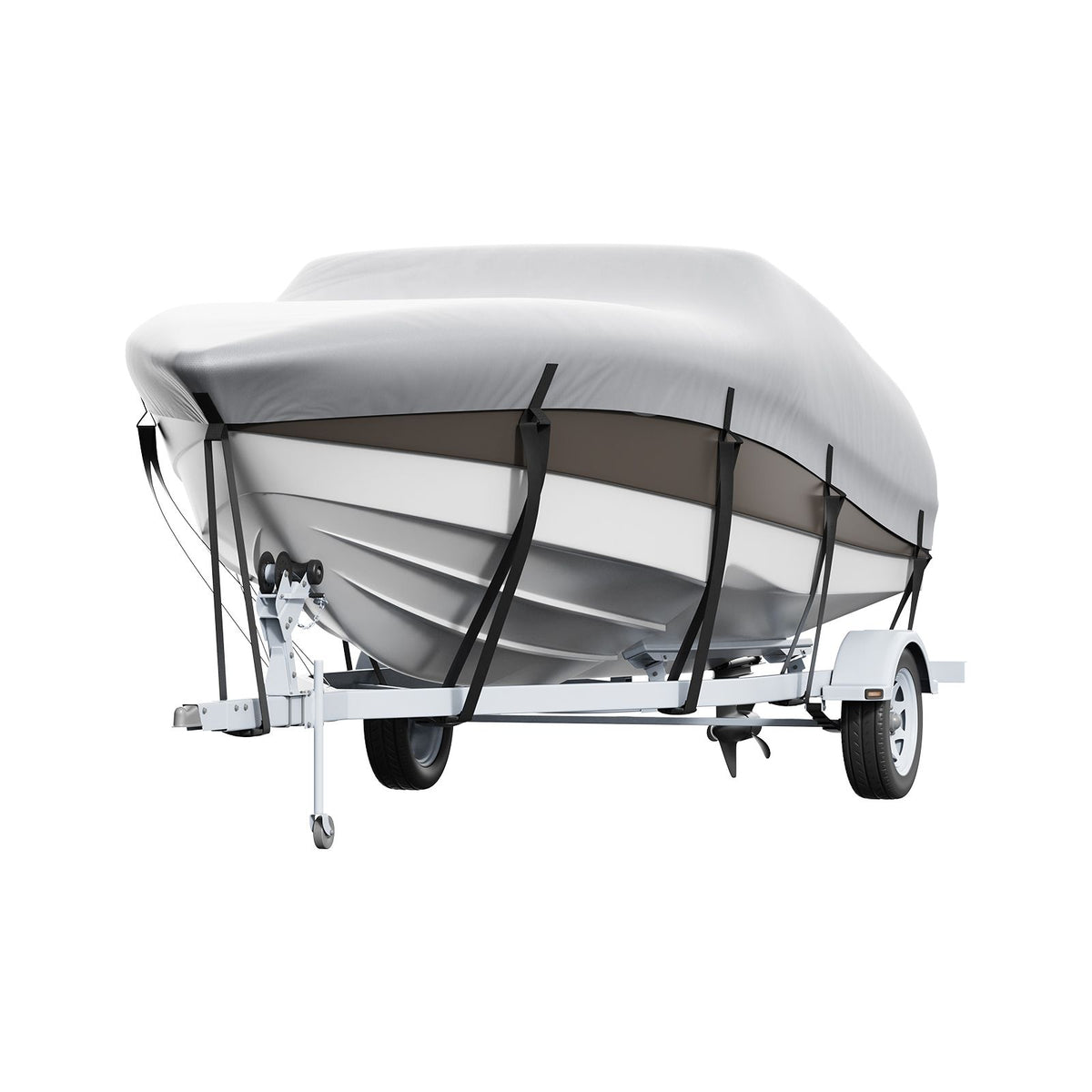Boat Cover 600D Waterproof 16-18.5 ft Boat Cover V-Hull Tri-Hull Runabout