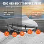 Boat Cover 600D Waterproof 17-19 ft Boat Cover V-Hull Tri-Hull Runabout