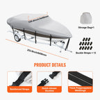 Boat Cover 600D Waterproof 17-19 ft Boat Cover V-Hull Tri-Hull Runabout
