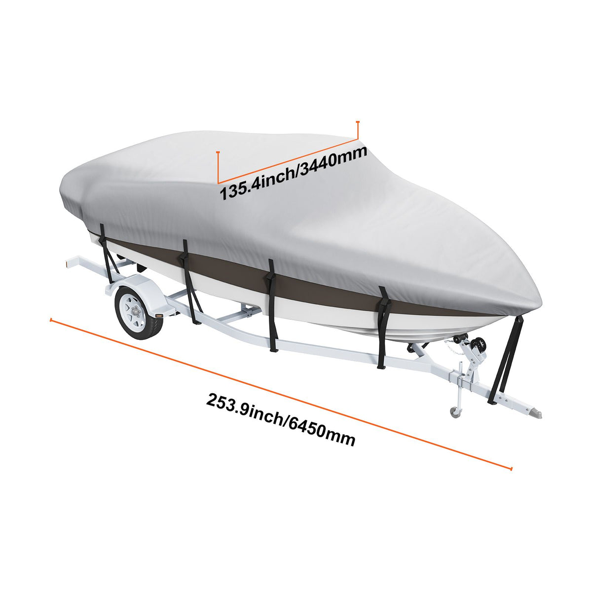 Boat Cover 600D Waterproof 17-19 ft Boat Cover V-Hull Tri-Hull Runabout