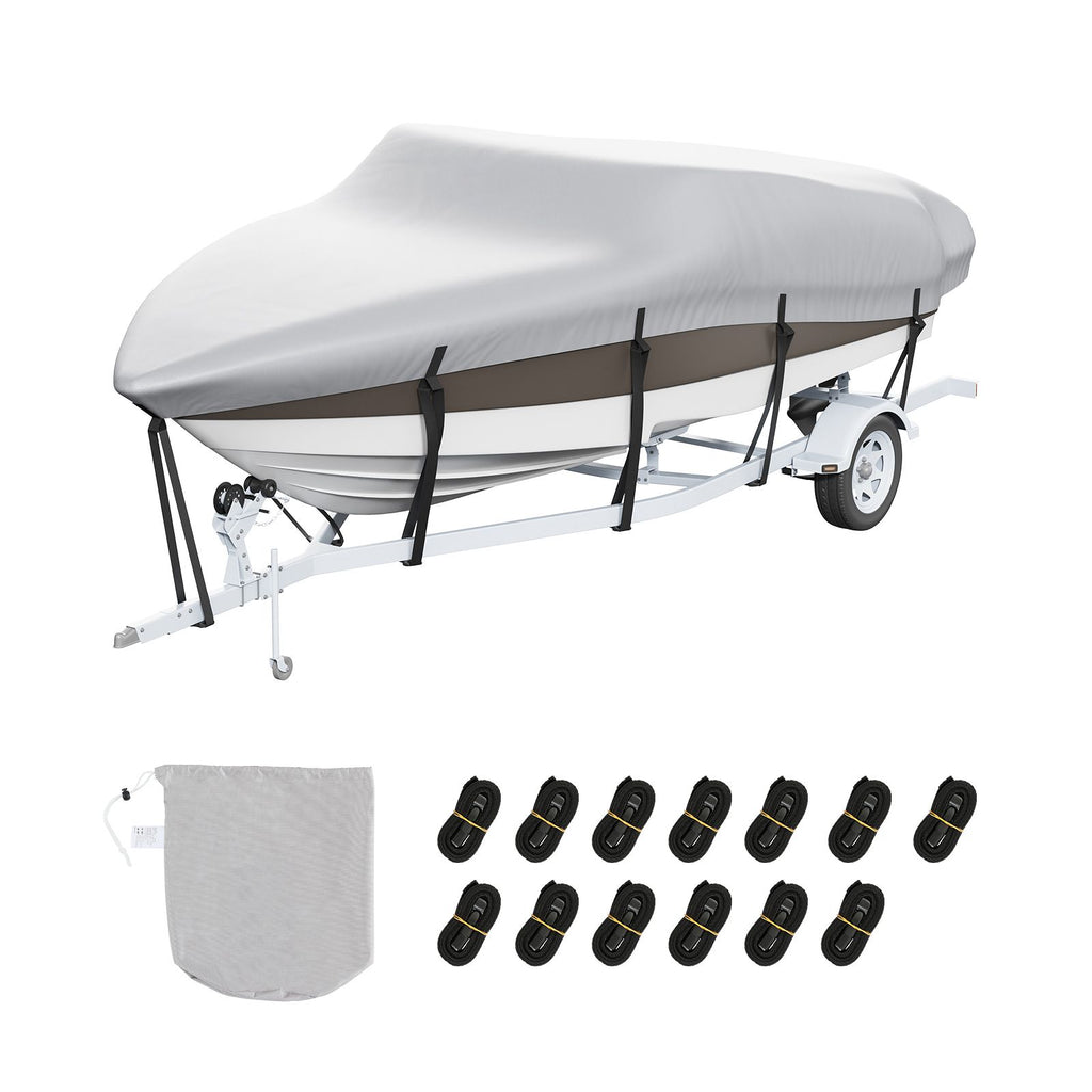 Boat Cover 600D Waterproof 17-19 ft Boat Cover V-Hull Tri-Hull Runabout