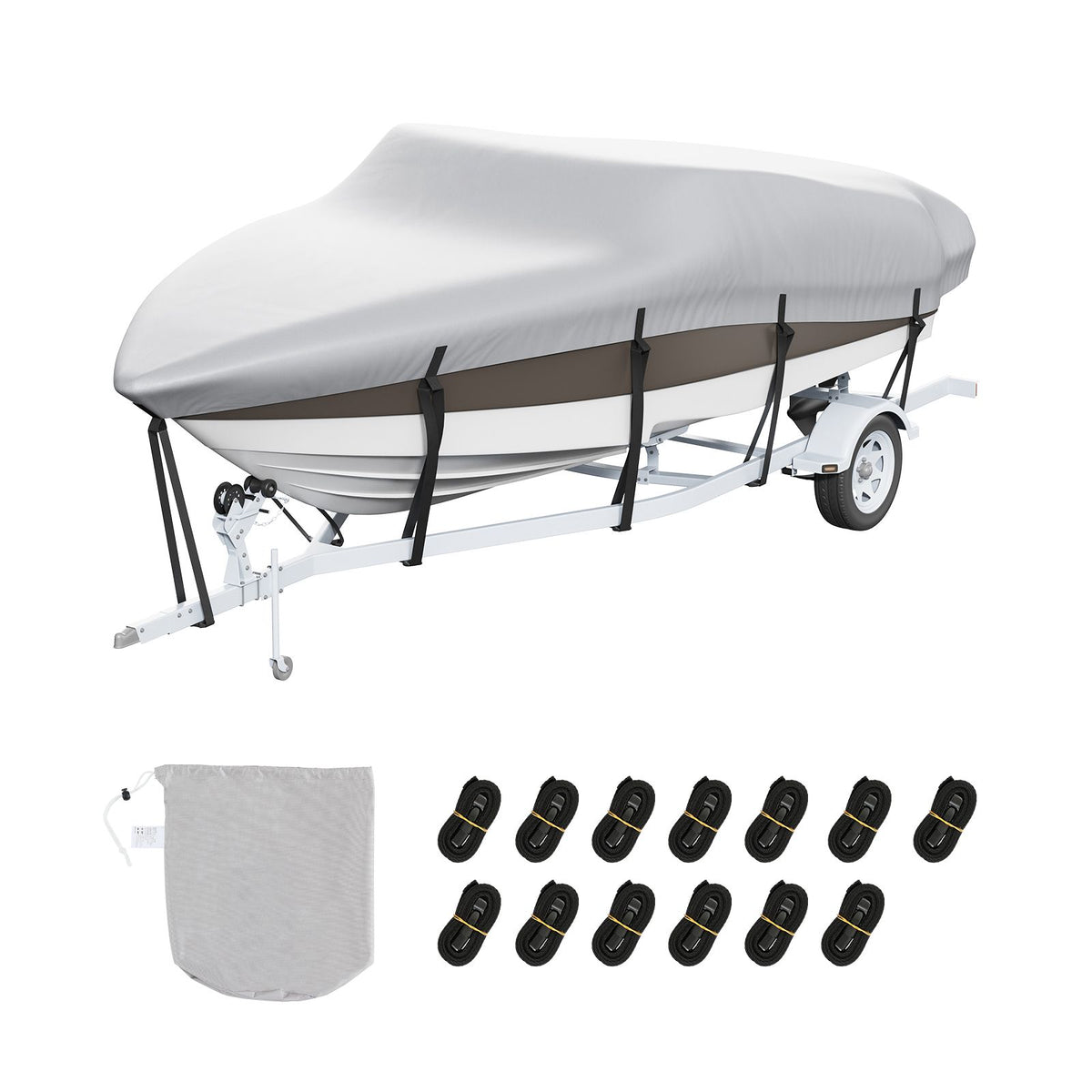 Boat Cover 600D Waterproof 17-19 ft Boat Cover V-Hull Tri-Hull Runabout