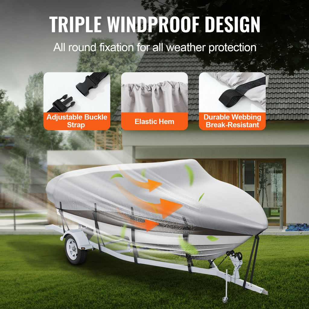 Boat Cover 600D Waterproof 23-24 ft Boat Cover V-Hull Tri-Hull Runabout