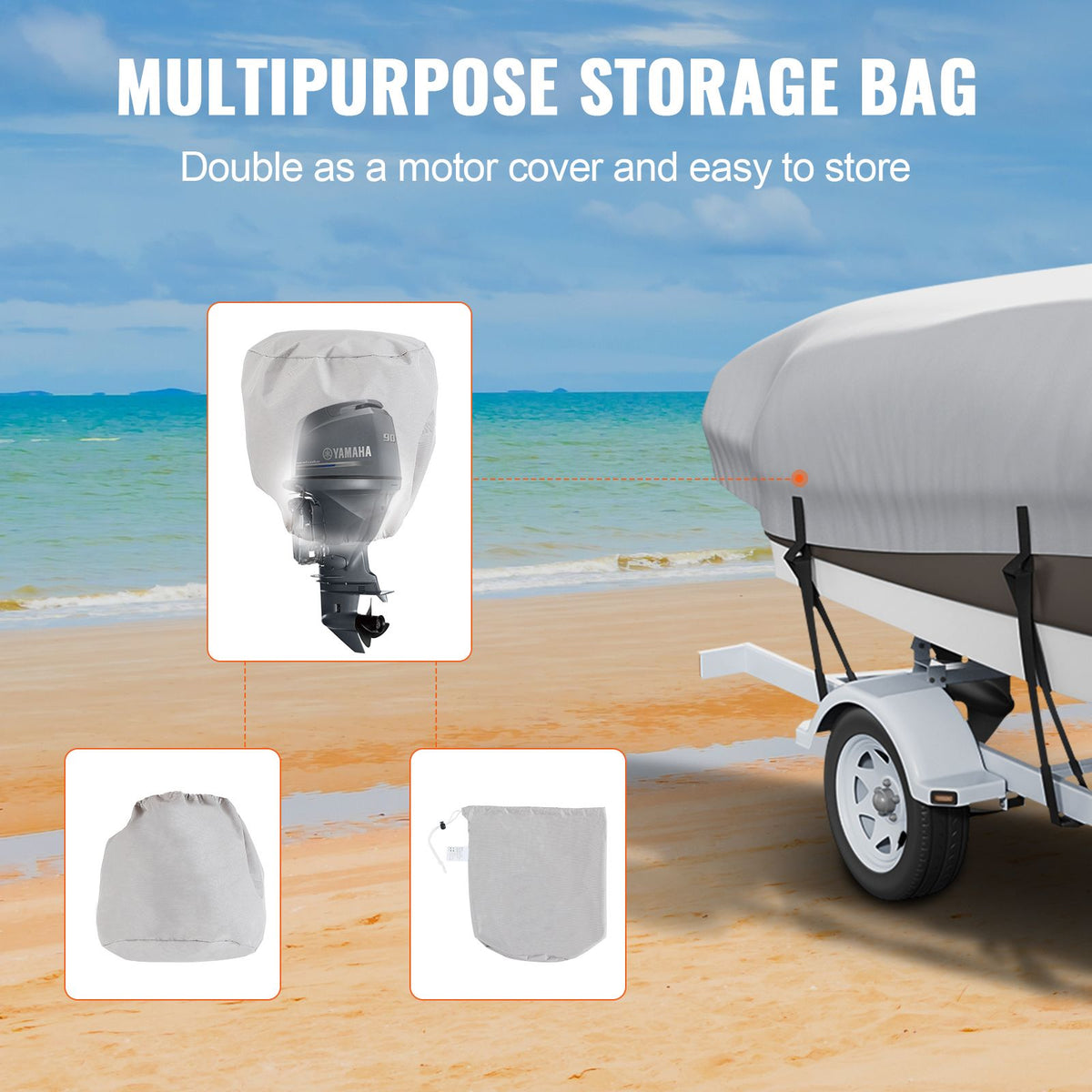 Boat Cover 600D Waterproof 23-24 ft Boat Cover V-Hull Tri-Hull Runabout