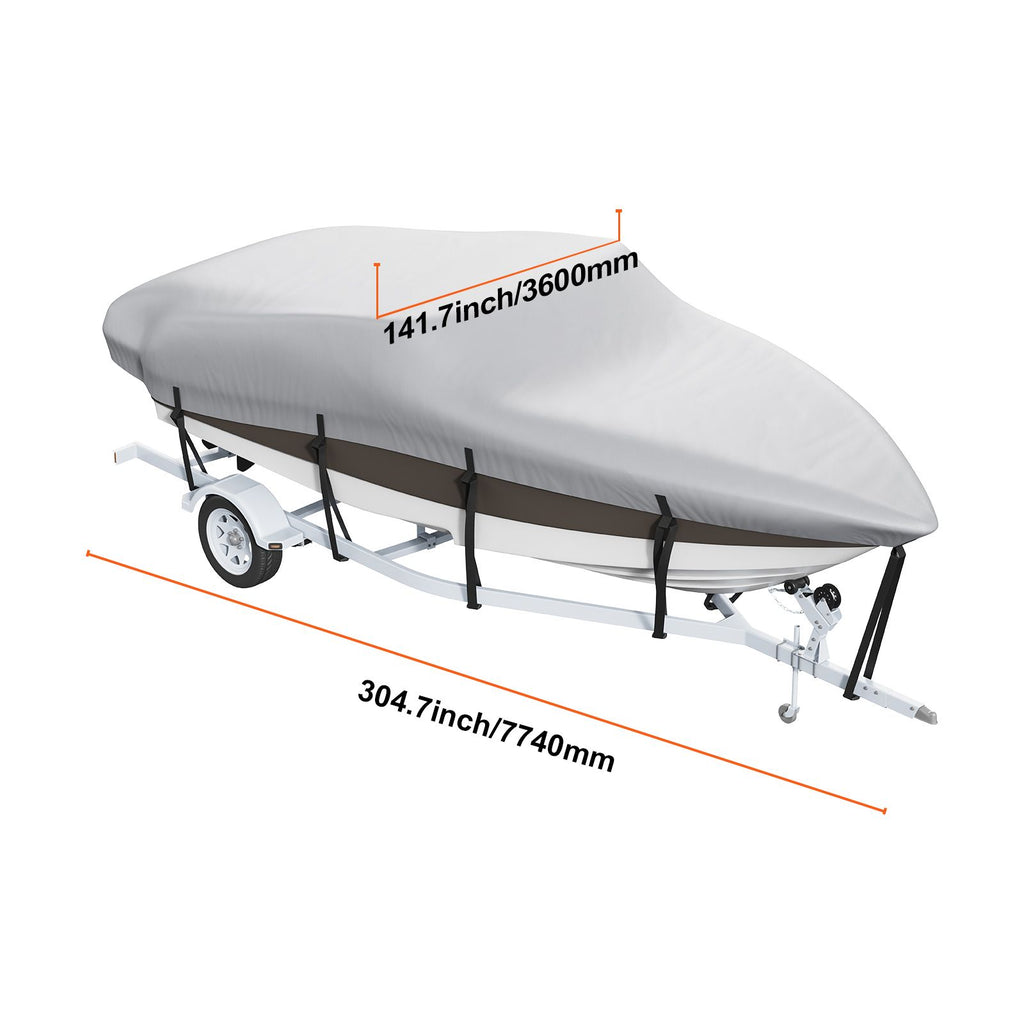 Boat Cover 600D Waterproof 23-24 ft Boat Cover V-Hull Tri-Hull Runabout