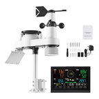 7-in-1 Wireless Weather Station, 190.5 mm VA Display, Solar Powered Outdoor Sensor, Rain Gauge, Indoor Outdoor for Weather Forecast, Temperature, Humidity, Wind Speed and Direction (No WiFi)