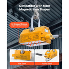 Permanent Magnetic Lifter, 600 kg Pulling Capacity, Heavy Duty N42 Neodymium Lifting Magnet with Release Handle and Steel Hook, Used in Shop Crane and Hoist, for Lifting Plate Steel, Board