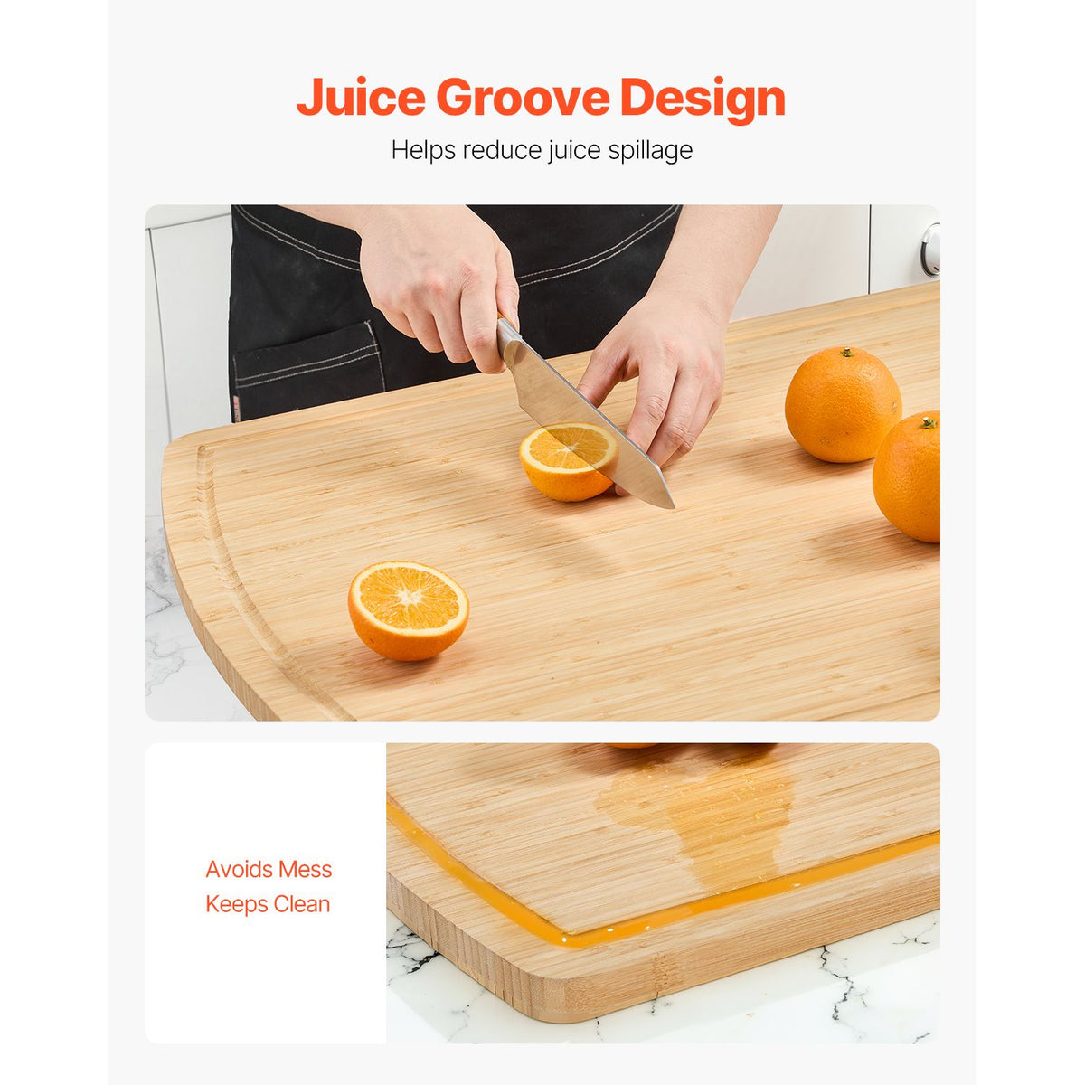 Noodle Board Stove Cover, Stove Top Cover Board for Gas Burner & Electric Stove, Bamboo Wood Cutting Board with Juice Grooves, RV Stovetop/ Kitchen Sink Cover for Counter Space & Tray, Natural