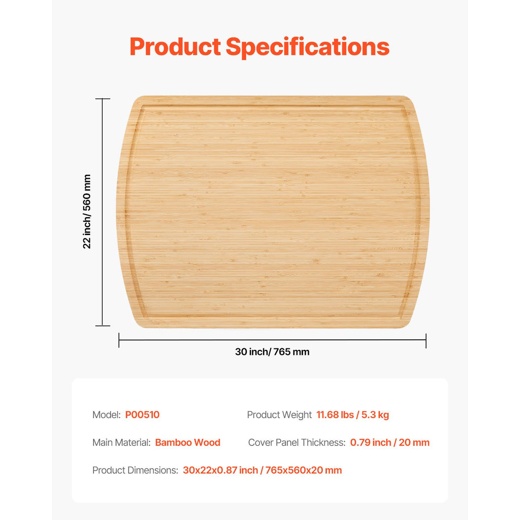 Noodle Board Stove Cover, Stove Top Cover Board for Gas Burner & Electric Stove, Bamboo Wood Cutting Board with Juice Grooves, RV Stovetop/ Kitchen Sink Cover for Counter Space & Tray, Natural
