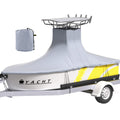 T-Top Boat Cover, Fit for 20\'-22\' Boat, Heavy Duty 600D Marine Grade Oxford Hard Top Cover, UV Resistant Waterproof Center Console Boat Cover with 2 Support Poles and 7 Wind-Proof Straps, Gray