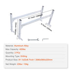 Van Roof Ladder Rack, 2 Bars Aluminum Alloy Roof Ladder Racks, 181 kg Capacity Rain-Gutter Van Roof Rack, Adjustable Length 1300-2060 mm, Van Ladder Rack for Van, Cargo, Trailer
